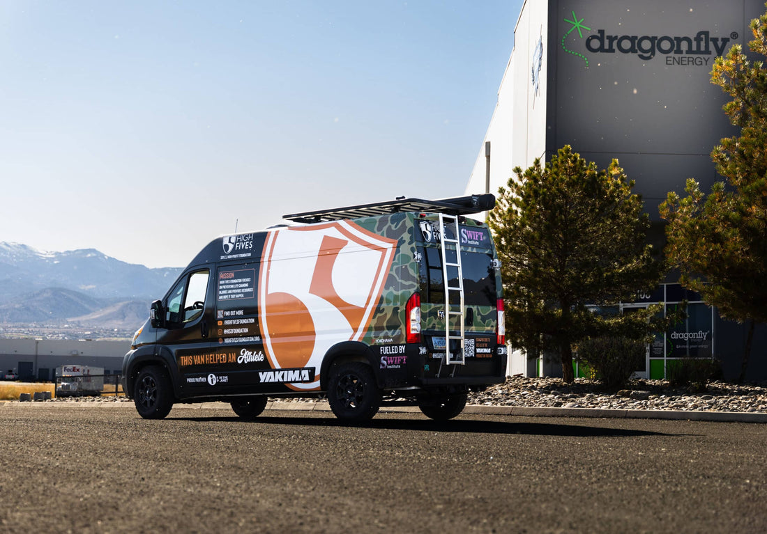 High Fives Van in Front of Dragonfly Energy Facility