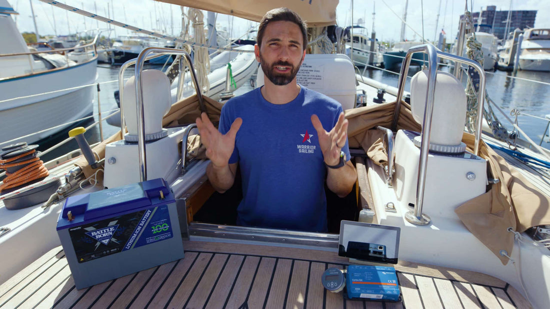 Battle Born Battery with Dragonfly IntelLigence and Battery Monitor on a sailboat|lithium battery discharge curve|lead acid dishcarge curve