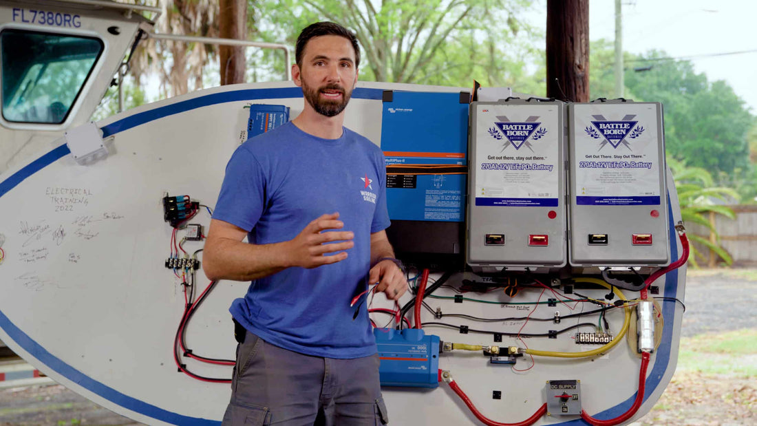 Connor Smith with Battle Born Batteries powered marine electricals system