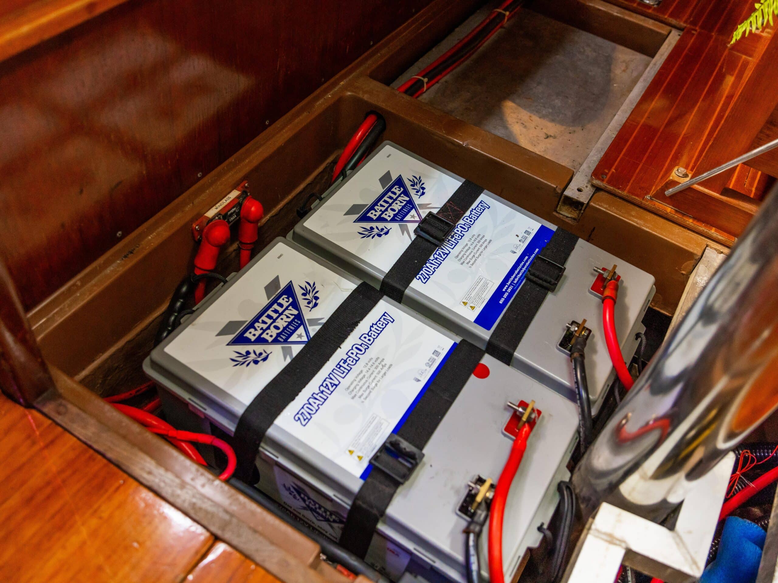 8D battle born batteries powering a sailboat