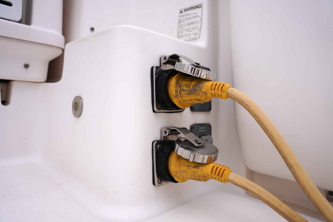 boat charing on shore power|Boat Plugged into Shore Charger|Boat Plugged into Shore Charger|Boat Shore Charger|Boat Shore Charger