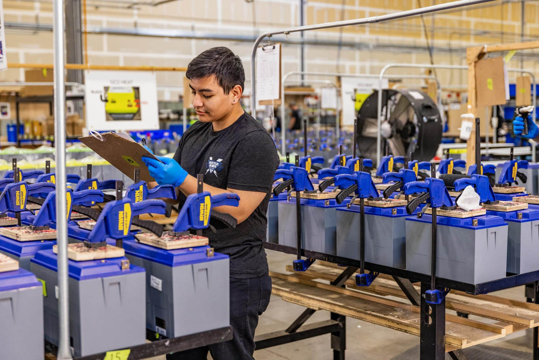 Battle Born Batteries Production Team Member Assembling Batteries