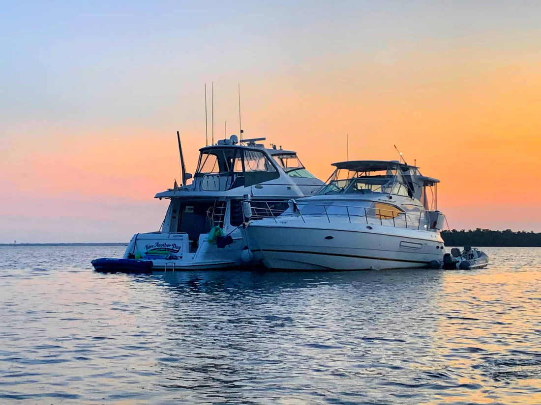 HAD and LS on Anchor in Sunset|Light & Salty Cumberland Island Sunset|Boat 3 EDIT (1)|Waterfall Family Anchorage|Crossing our Wake- Mom