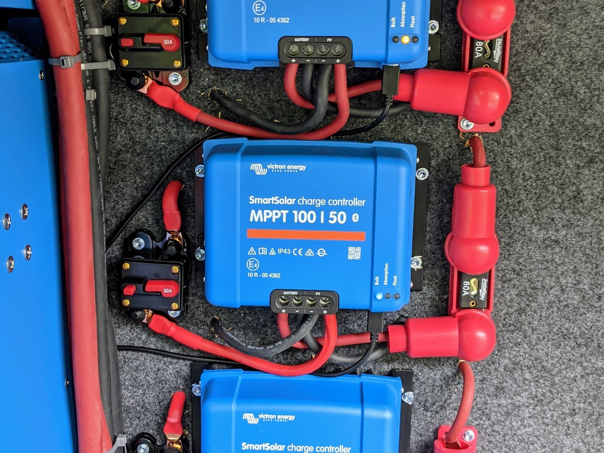 PXL_20210802_230456241 (1)|Nimbl-Vehicles_Still-11|Victron MPPT 150/70 solar charge controller installed in van.|three mppt solar charge controllers installed in an rv