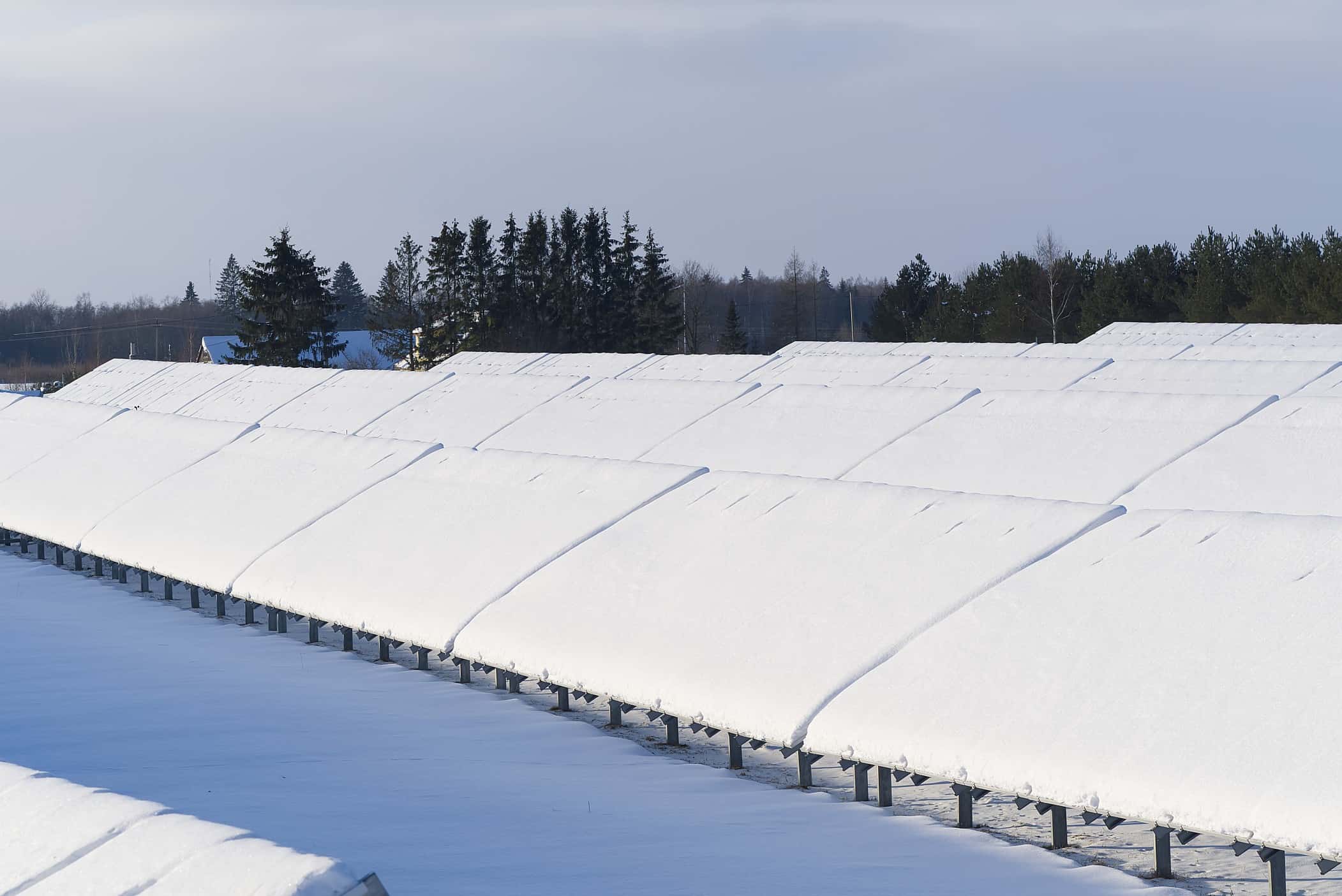 snow on solar panels