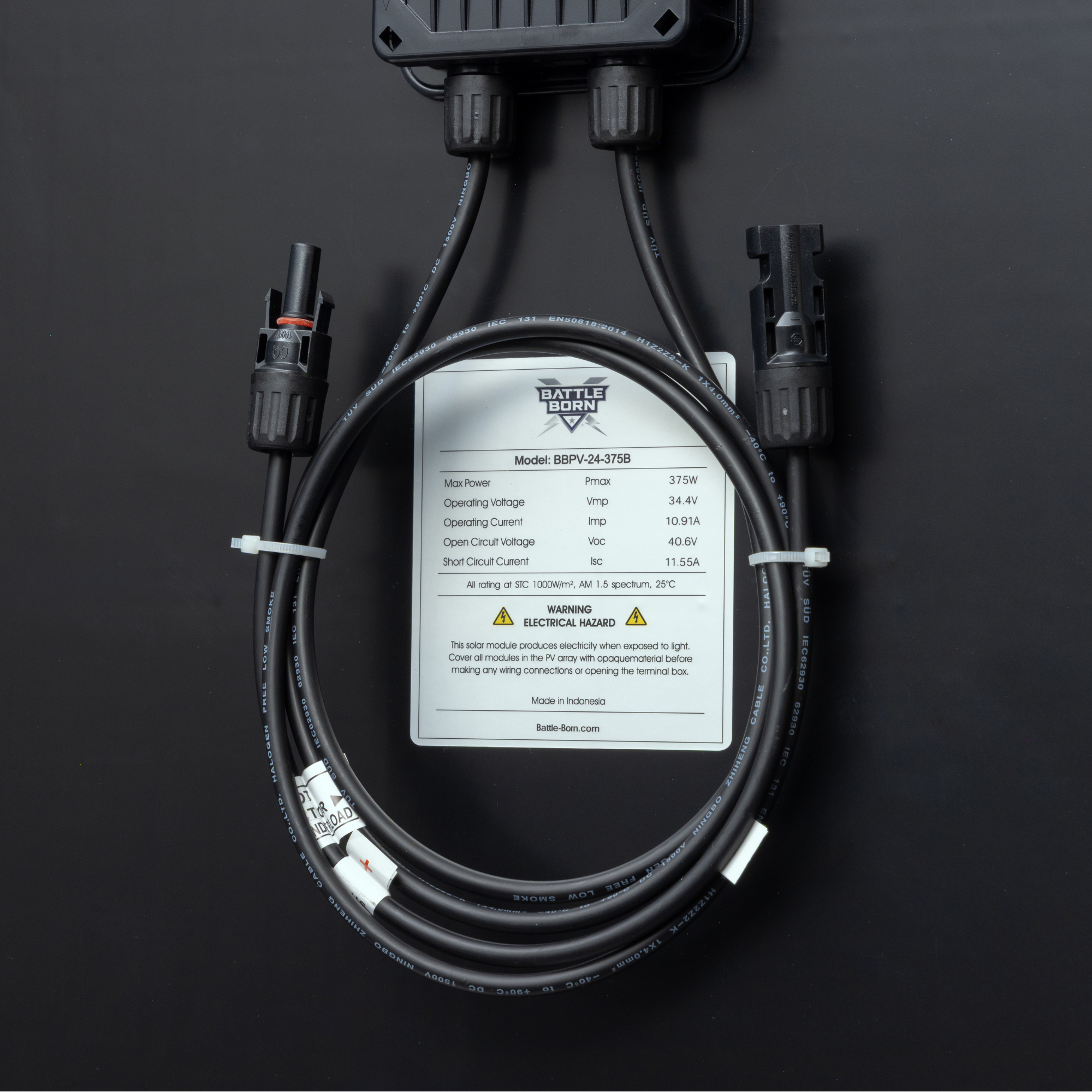 Battle Born Elite 375W 24V Rigid Solar Panel | Blackout Edition