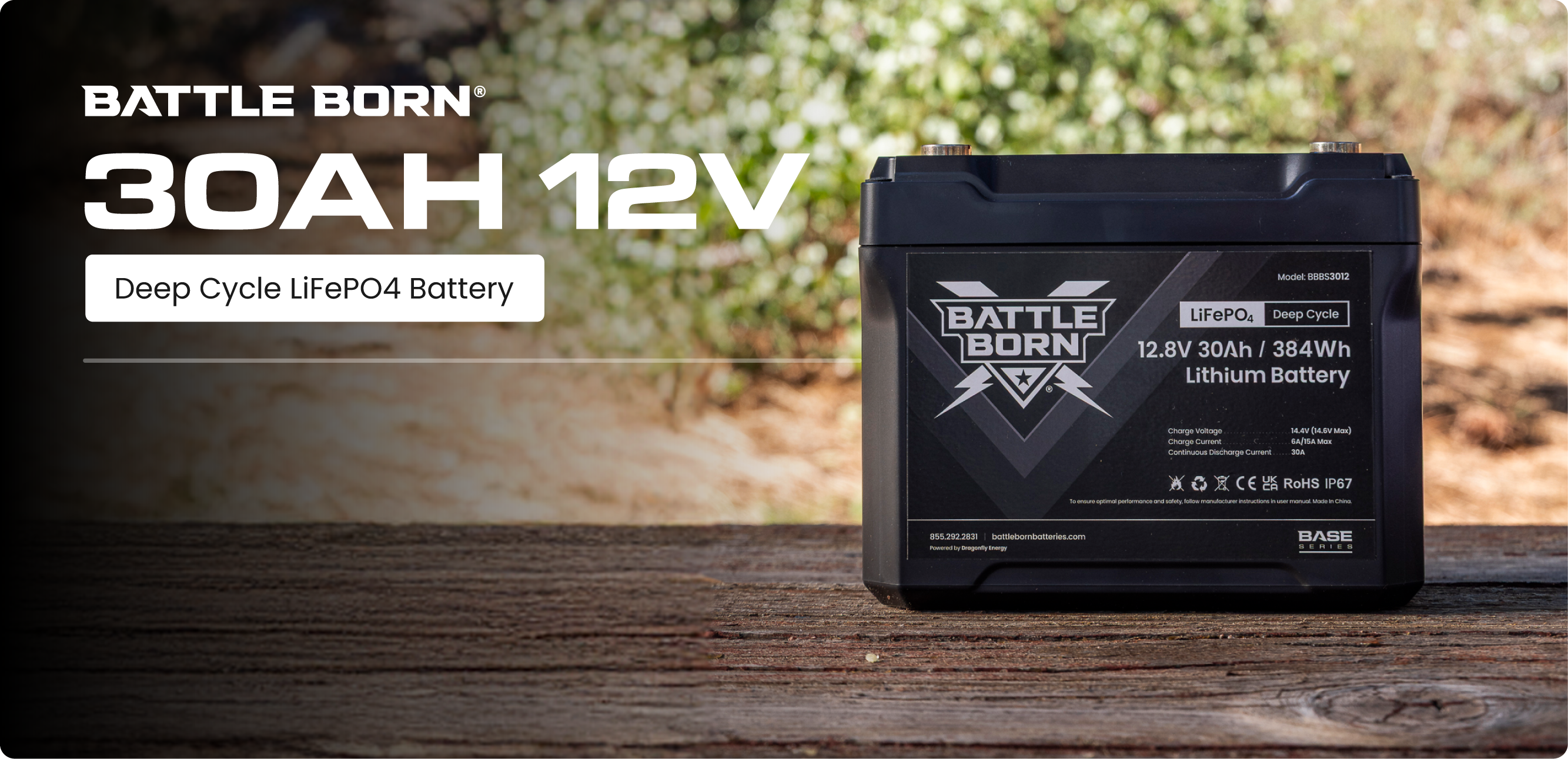 Battle Born 30Ah 12V LiFePO4 Deep Cycle Battery | Base Series