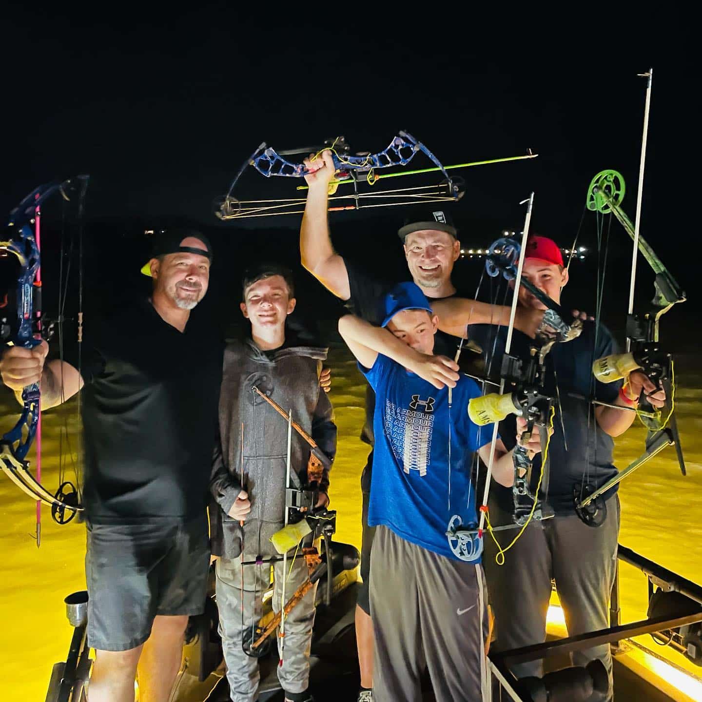 Group Out at Night with Flyin Arrows Bowfishing