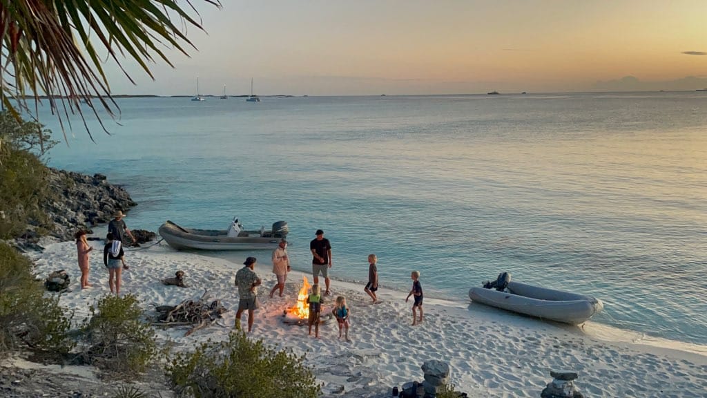 Chasing Zorba Having a Bonfire on an Island