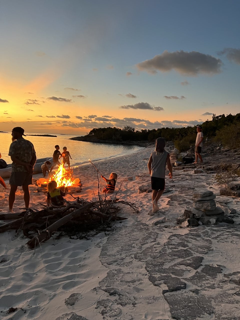 Chasing Zorba having a Bonfire on an Island