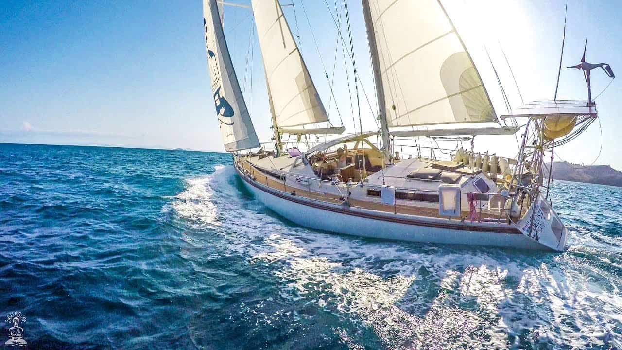 SV Delos sailing the ocean