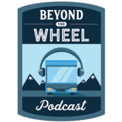 A graphic of Beyond the Wheel podcast's logo.