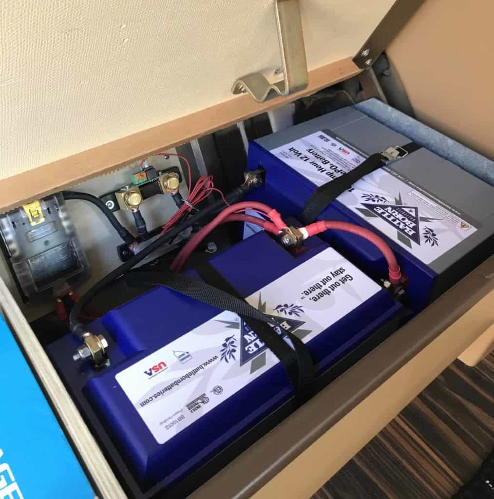 A battery system setup in a box.