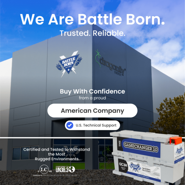 An exterior view of Battle Born Batteries' headquarters, conveying the company's commitment to trust and reliability as a proud American company with certified and tested products.