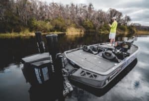 Brian Robison fishing off of his bass boat