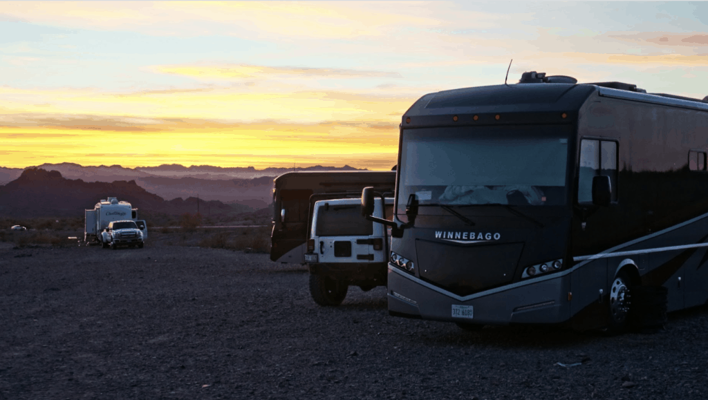 class a rv boondocking in the desert