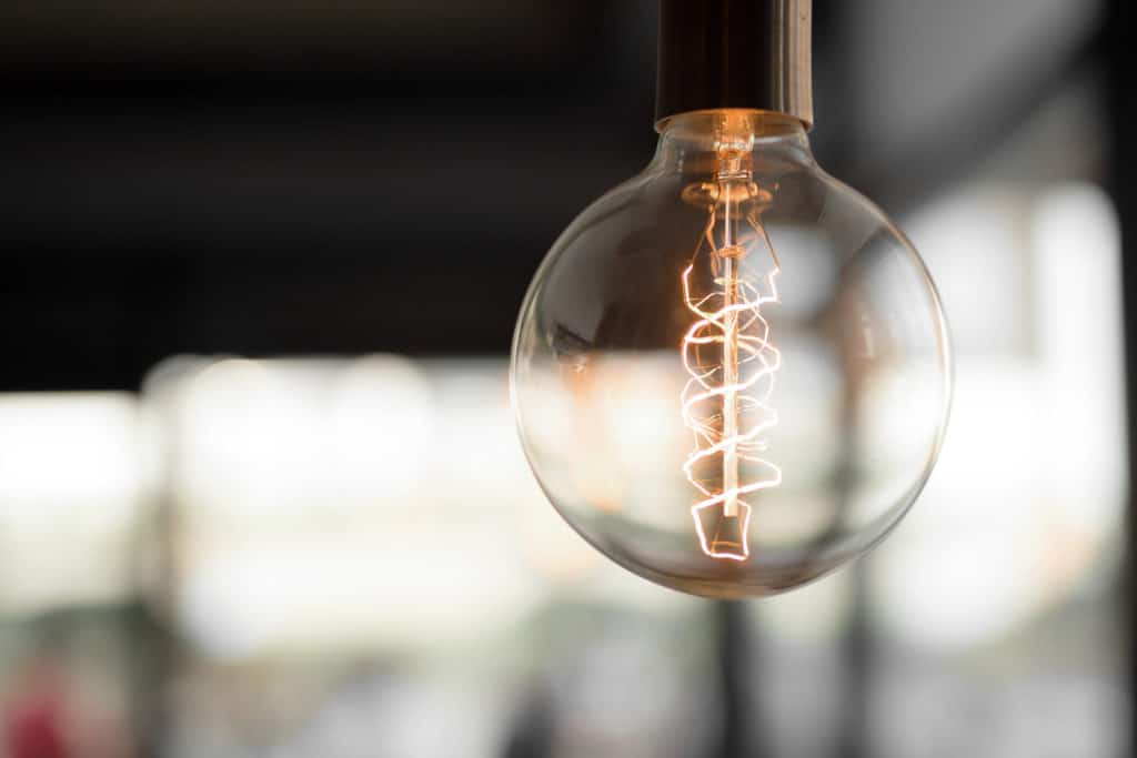 A closeup shot of a lightbulb