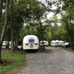 A 20-ft-long 1972 Airstream Argosy trailer at an Airstream Argosy rally in Tennessee.