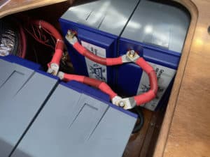 The battery bank of the sailboat.