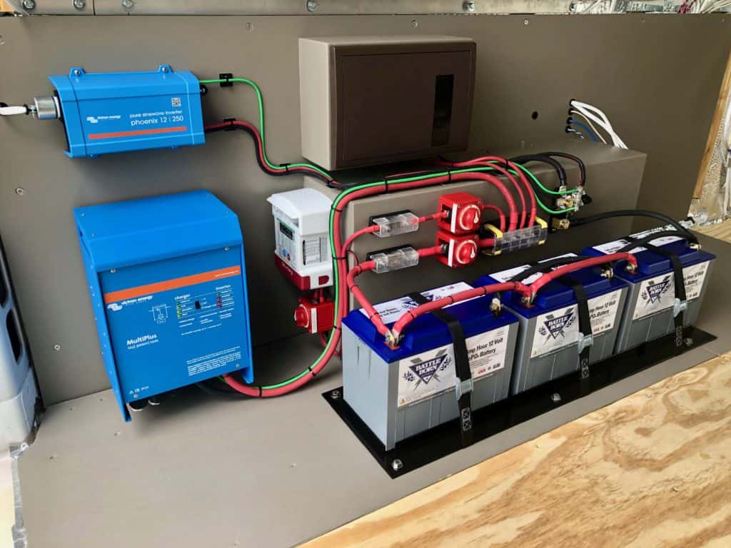 Lithium-ion batteries and inverter build out in a Class B RV 