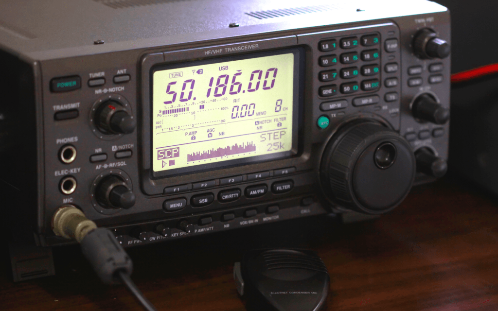 ham radio with buttons and dials