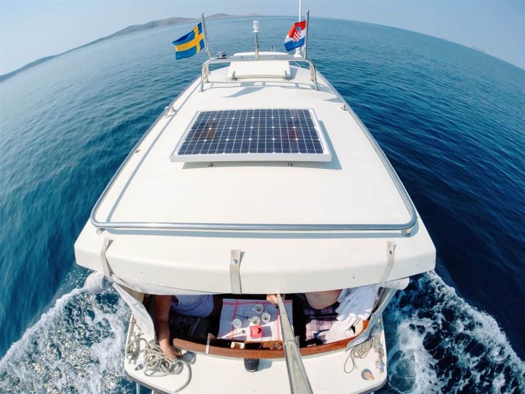 boat with solar panel on top