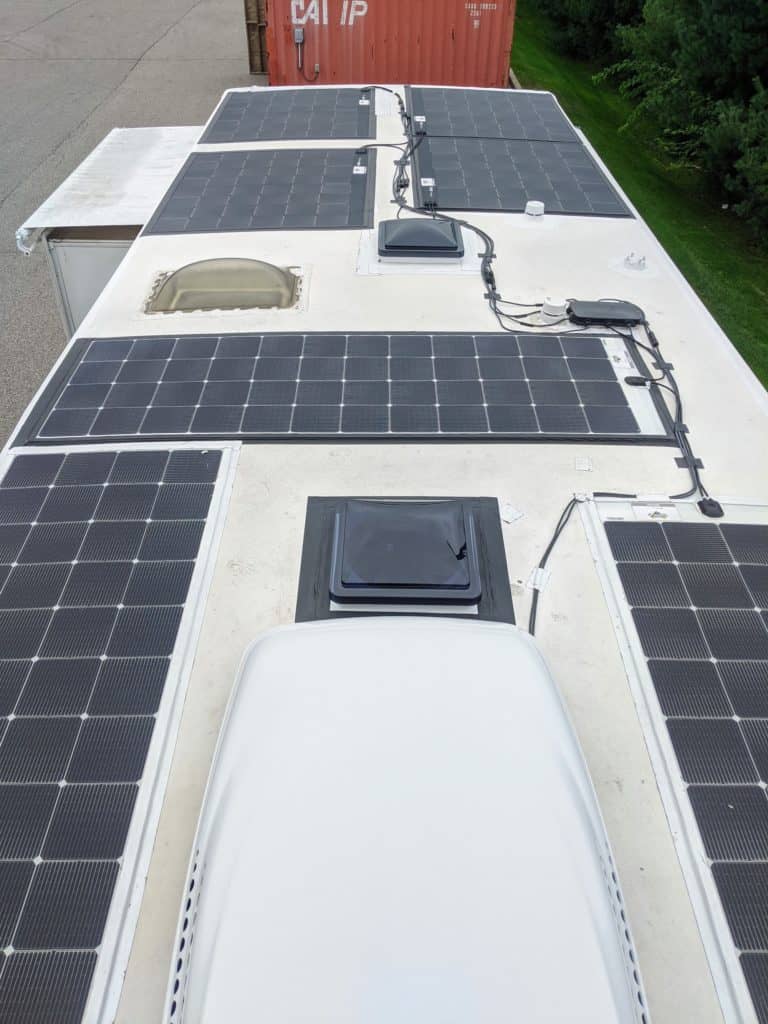 Solar panels on top of an RV