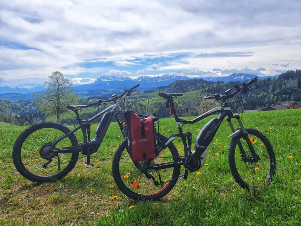 ebikes with mountains in background