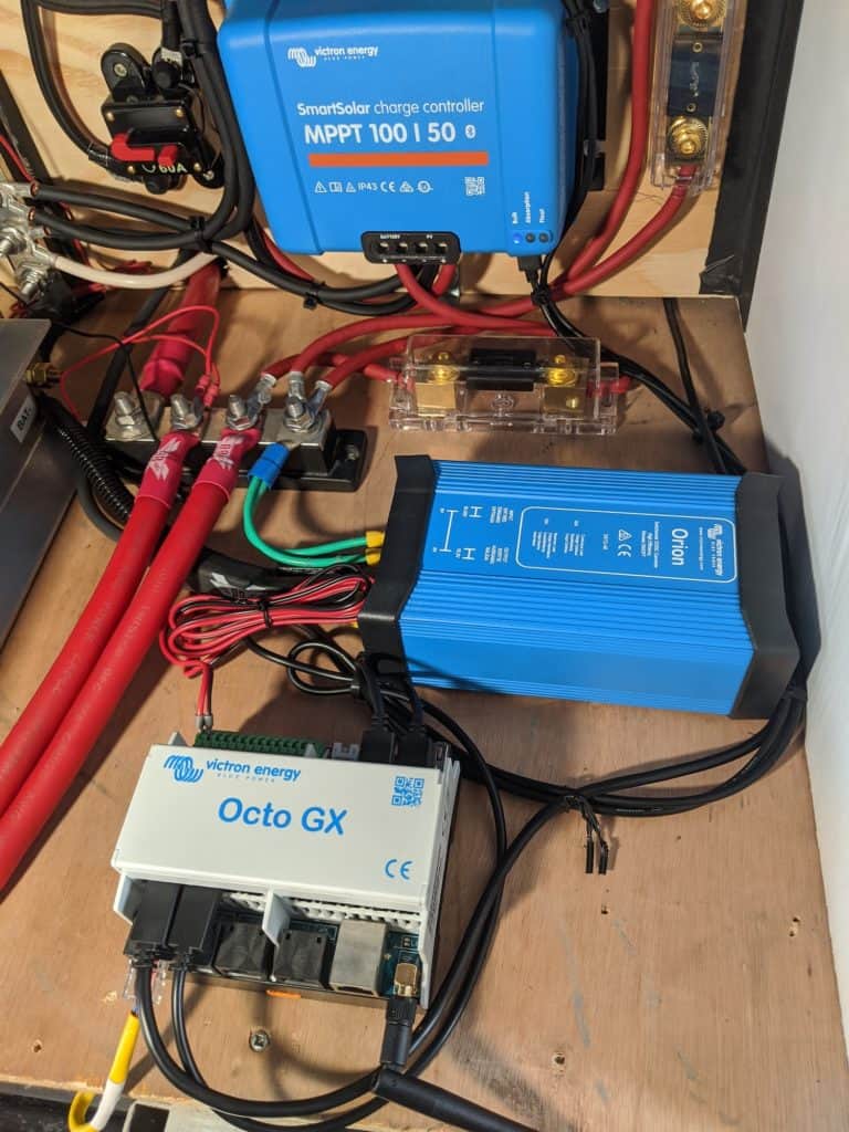 octo gx, 12v to 24v converter, and mppt charge controller