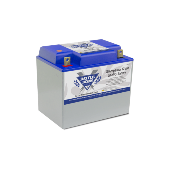 Thumbnail image of a Battle Born deep cycle battery, showcasing the brand's commitment to quality and performance in energy storage solutions.