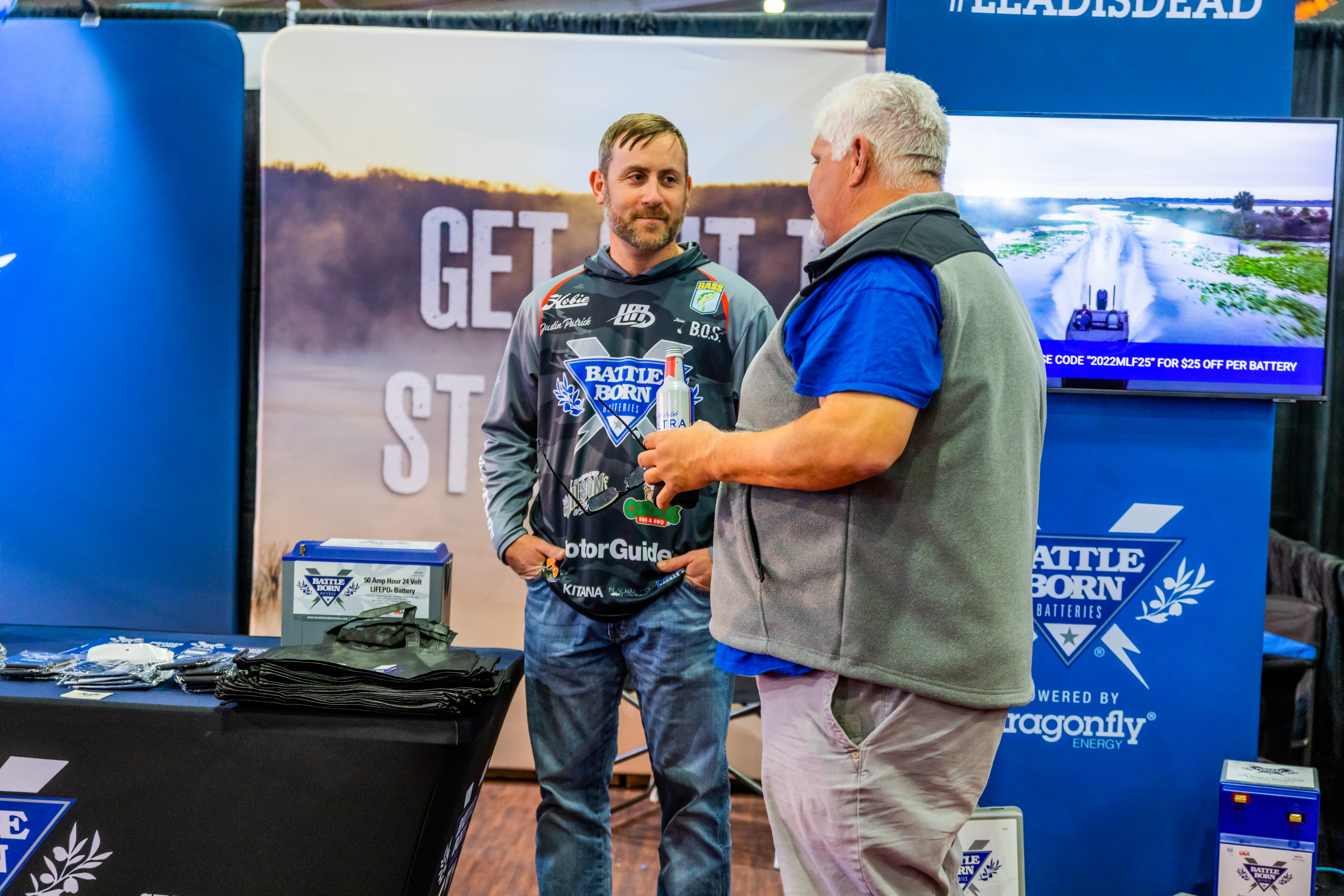 Professional Angler Justin Patrick at the Battle Born Batteries Booth