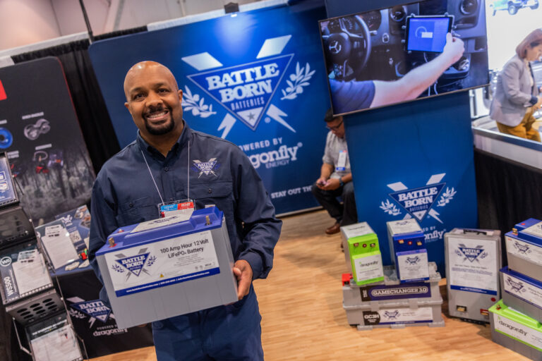 Professional Angler Darius Arberry at the Battle Born Batteries Booth