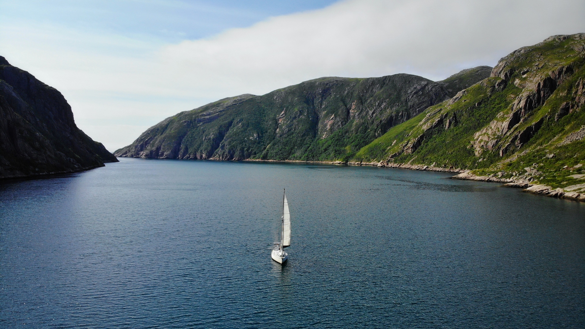 sailing between mountains