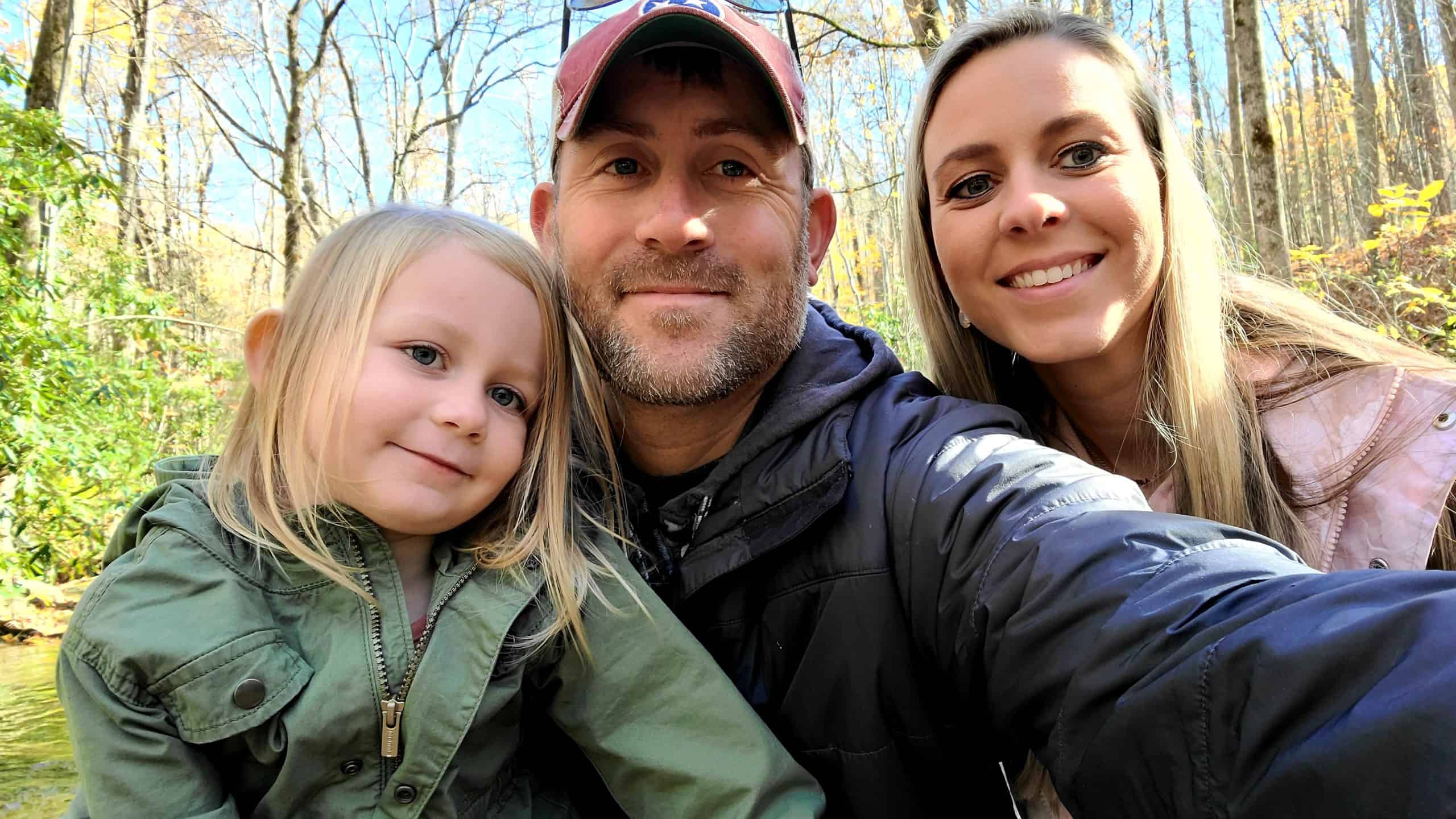 Justin Patrick with his daughter and wife