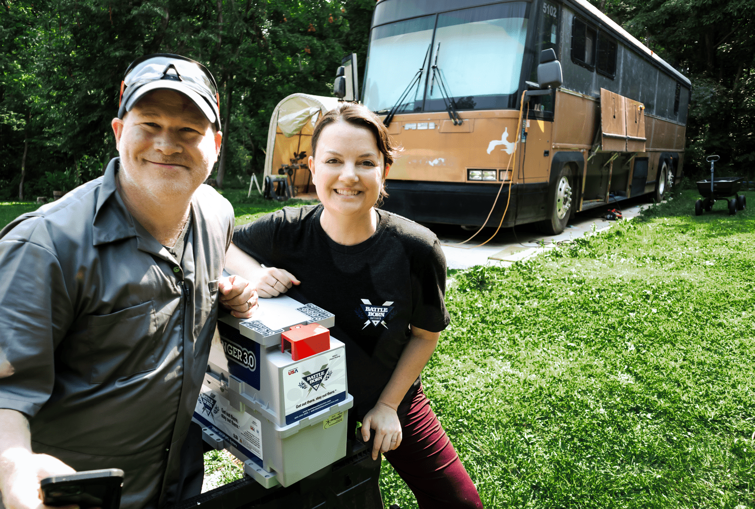 Don and Mela with Battle Born Batteries in front of their rig