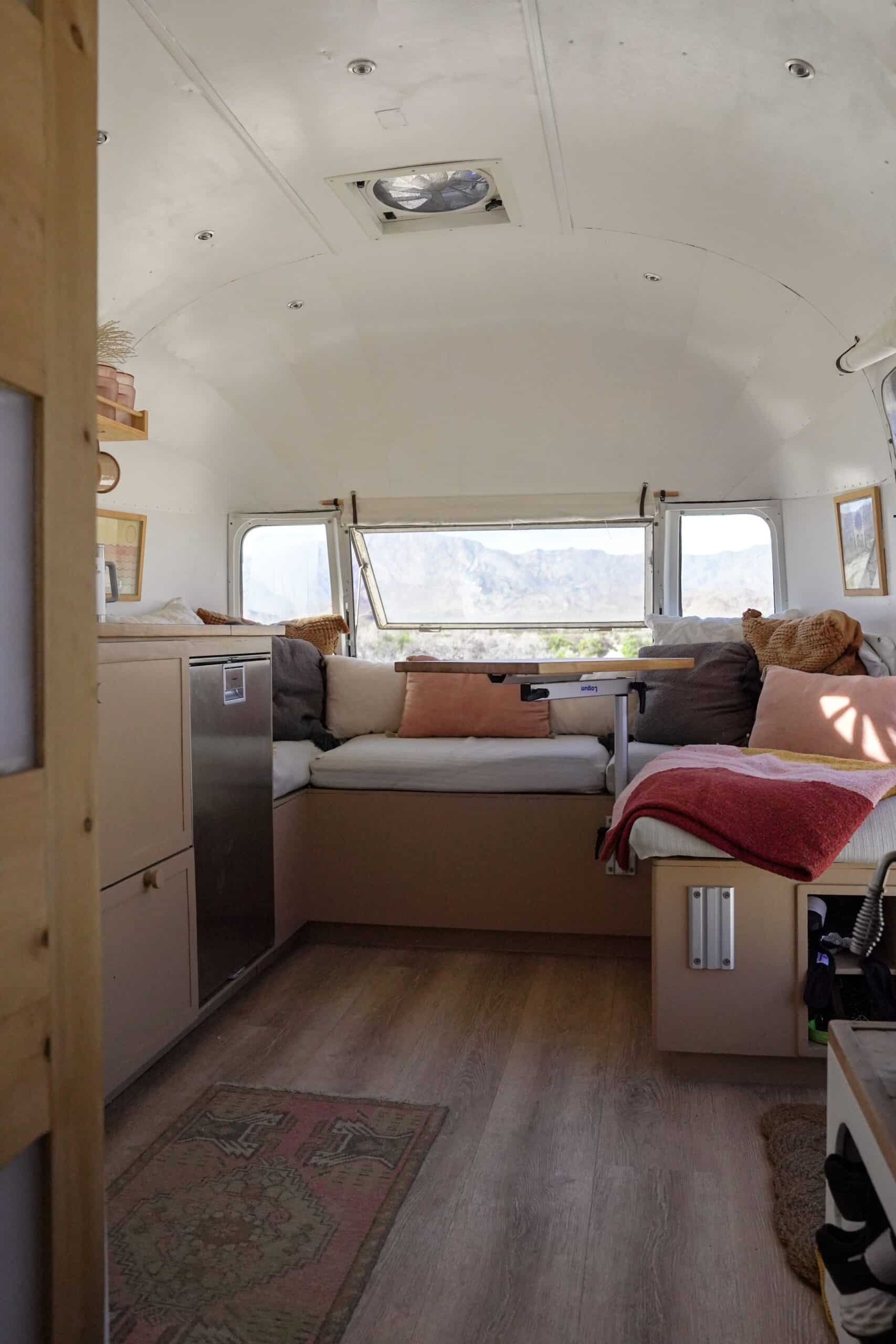 Interior Living Area in Slow Car Fast Home's Renovated Airstream
