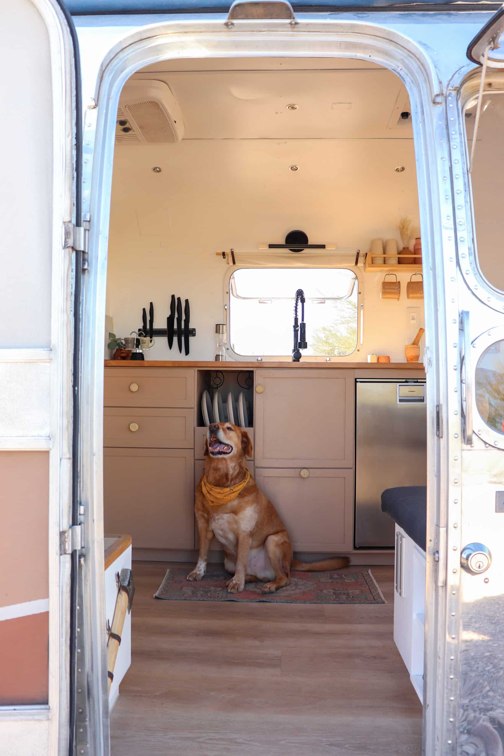 Trip in the Kitchen of Slow Car Fast Home's Renovated Airstream
