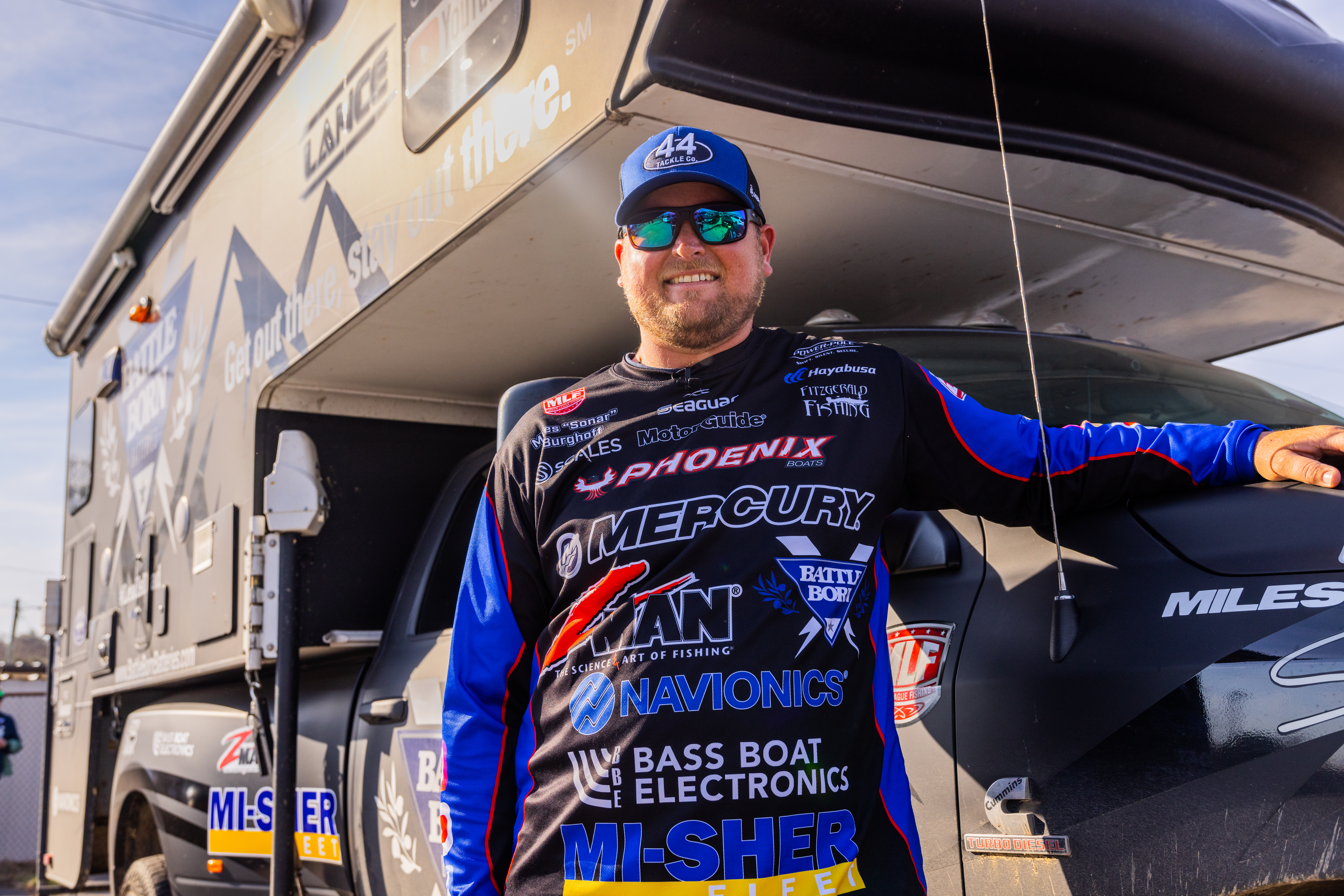 Professional Angler Miles Burghoff with Battle Born Batteries Powered Truck Camper