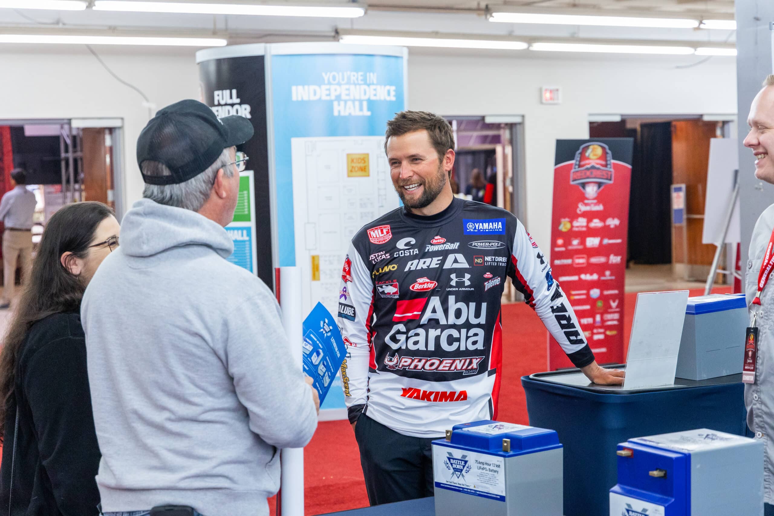 Professional Angler Justin Lucas at the Battle Born Batteries Booth