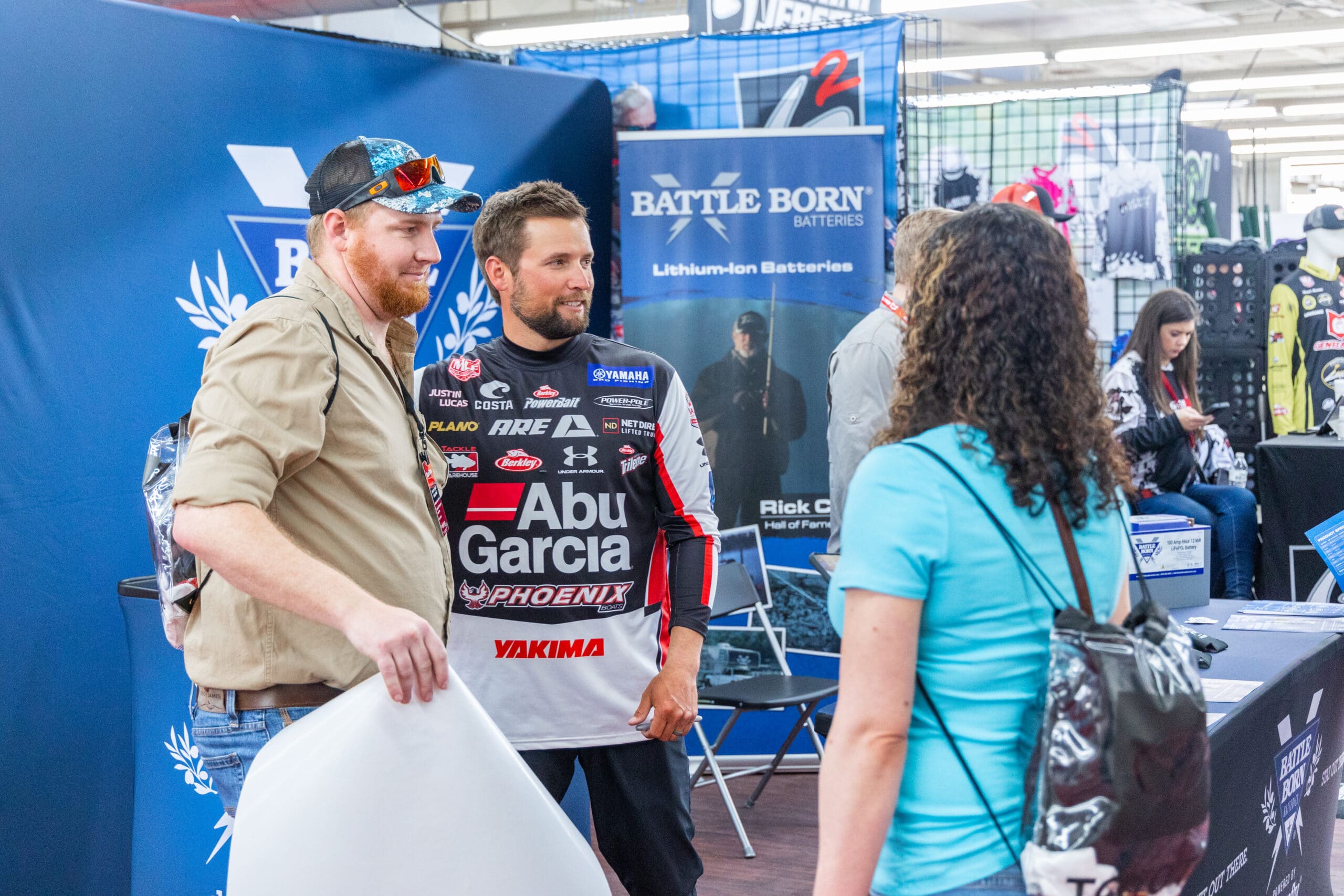 Professional Angler Justin Lucas at the Battle Born Batteries Booth