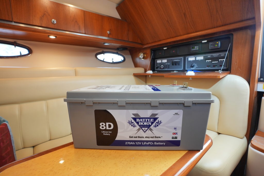 8d battery in power boat cabin