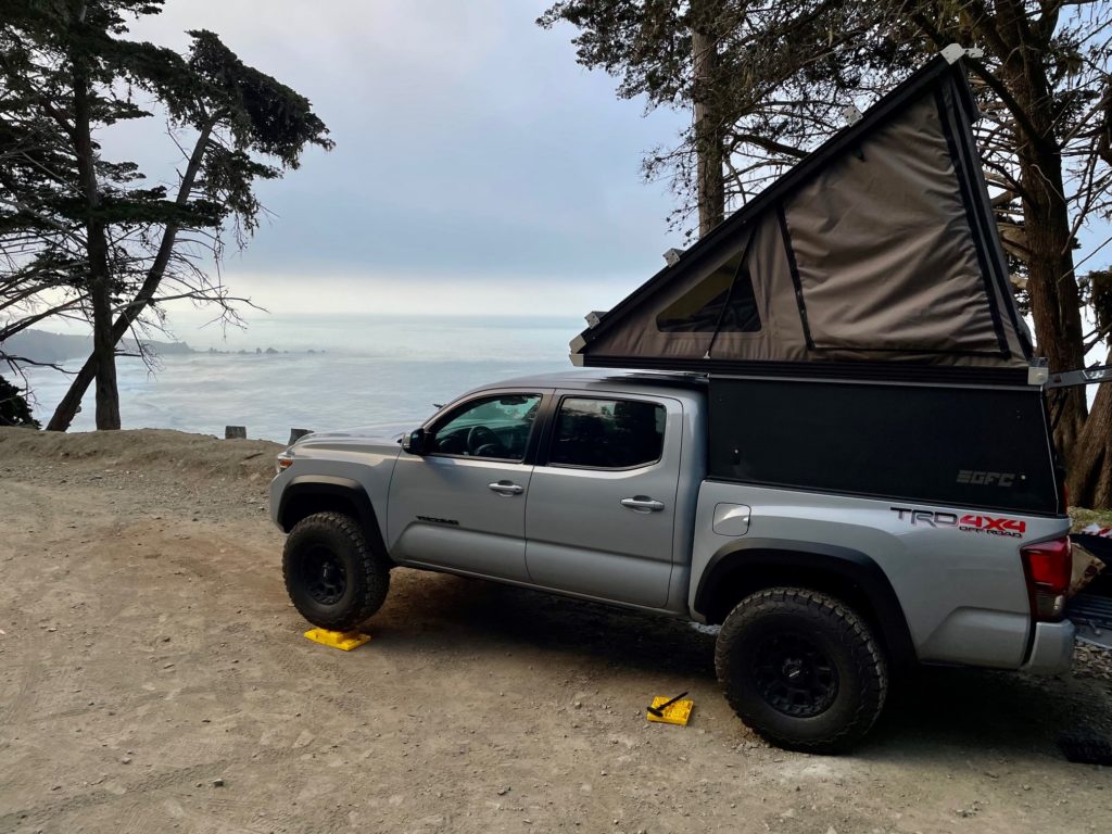 overland toyota tacoma with rooftop tent