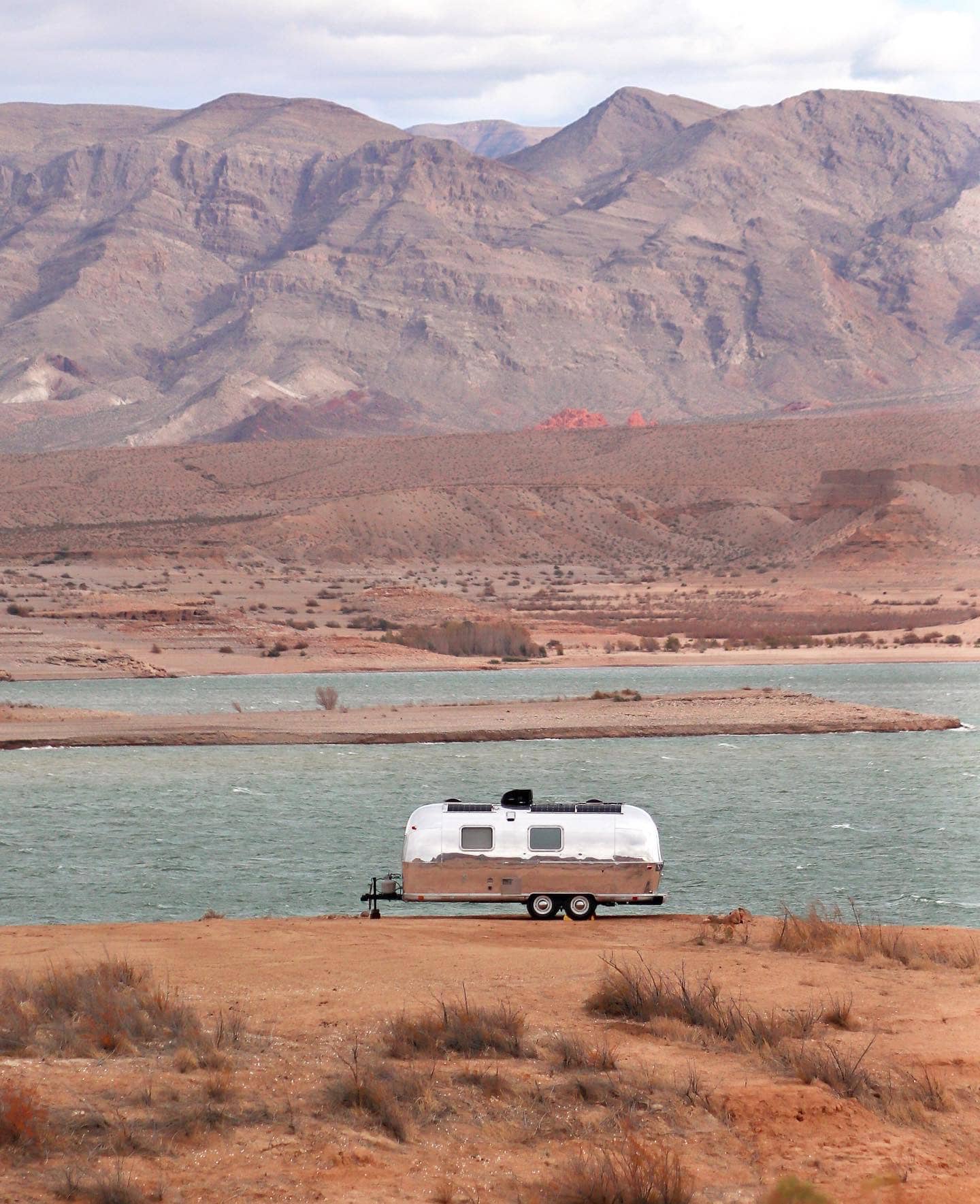 Slow Car Fast Home's Airstream at Lake Mead in Nevada