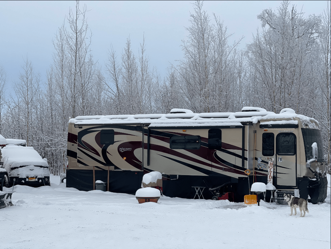 Snow Covered RV in Alaska