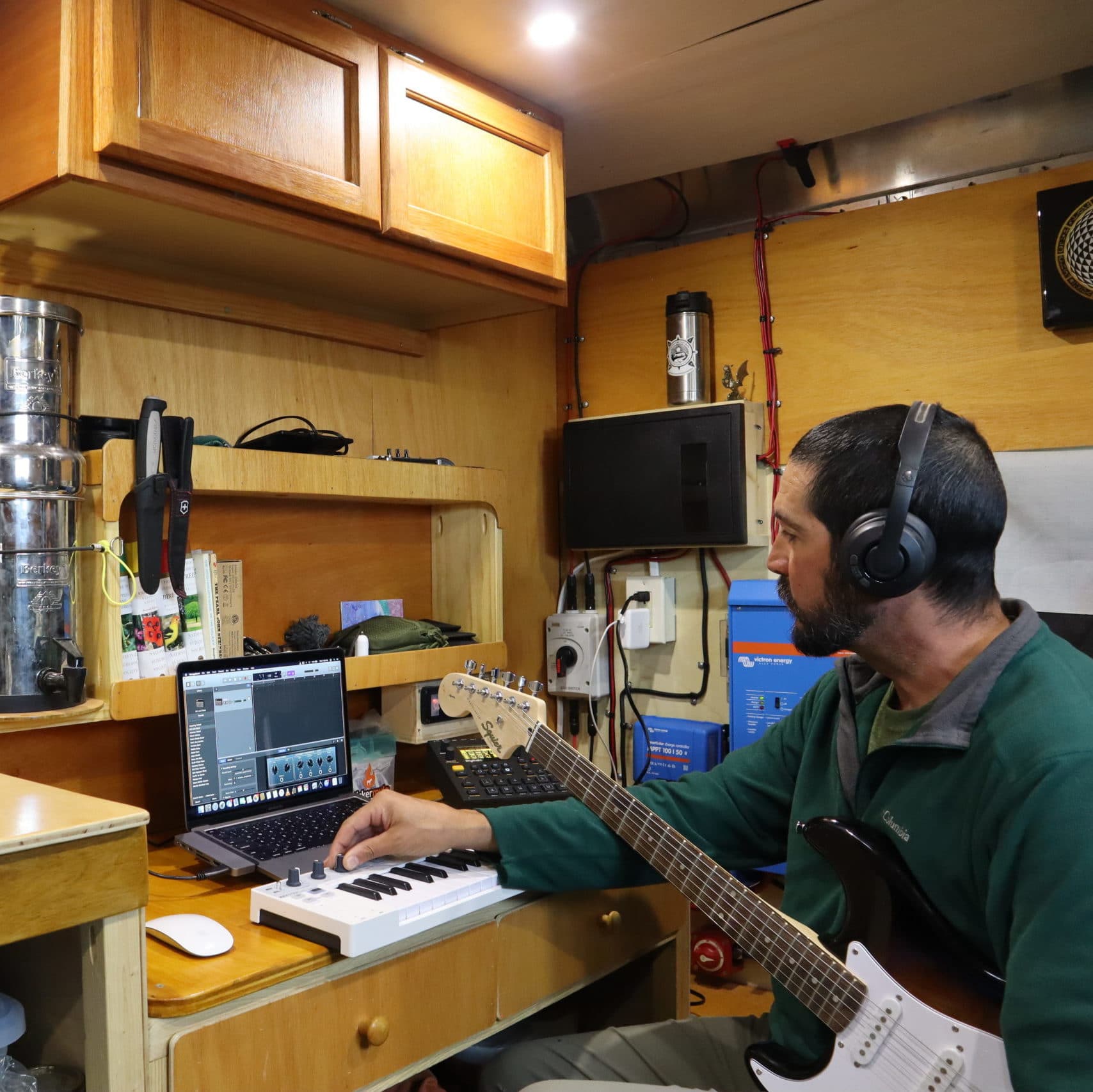Adventure Van Man Producing Music in his Camper