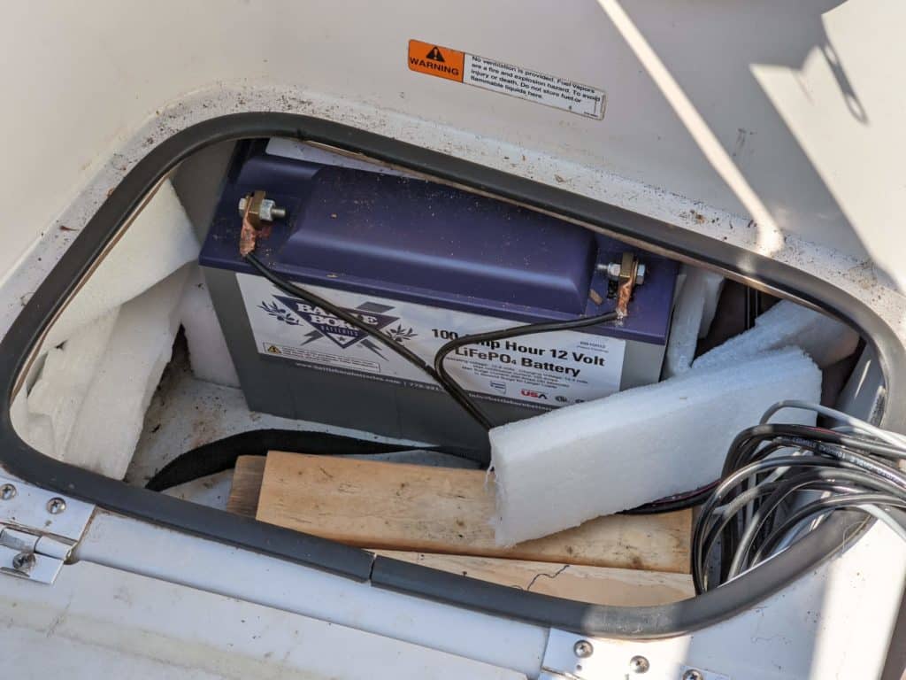 Battle Born Battery in a boat compartment