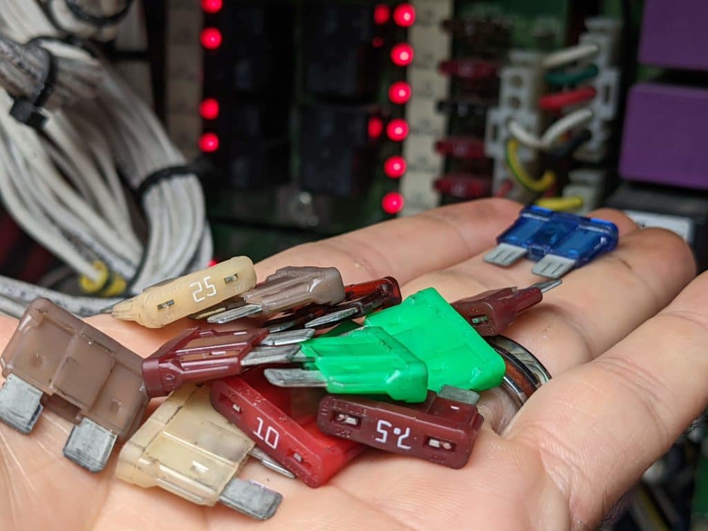 Fuses held in a hand