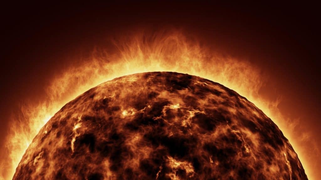 A close up of the sun burning