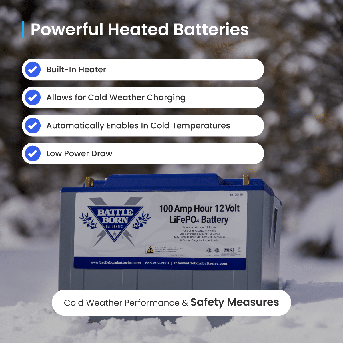 12V LiFePO4 Heated Battery Kit