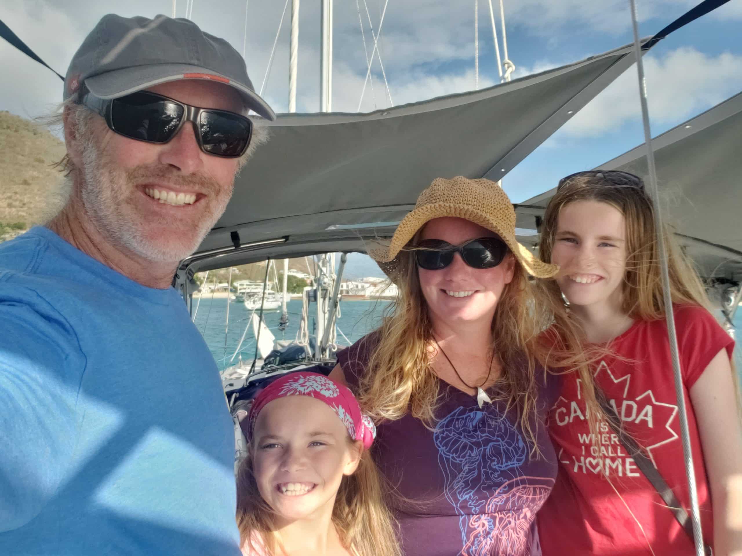 Finley Family on Their Sailboat